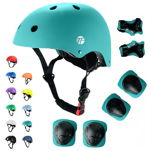 Adjustable Skateboard Bike Helmet and pads set for 3-5-8-14+Ages,Cycling Kids Helmet with Knee Pad Elbow Pads for Kids Toddler Youth Boys Girls Multi-Sport Commuter Scooter Roller Skate Inline Skating