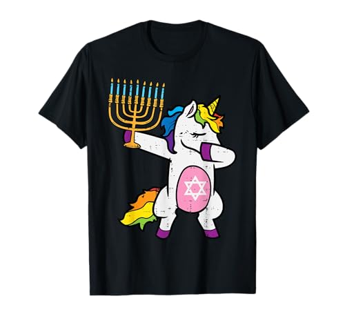 Jewish Unicorn Dab Jewnicorn Hanukkah Chanukah Ragazze Donne Maglietta