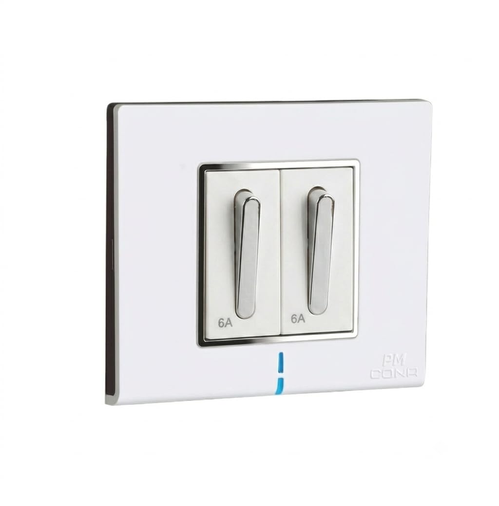 PM Cona Axis 2M Modular Wall Plate With Cona Chrome 1 Way Modular Switch 6A White, ISI Marked, Accessories For Home, Office, Shop Etc.|-image-28
