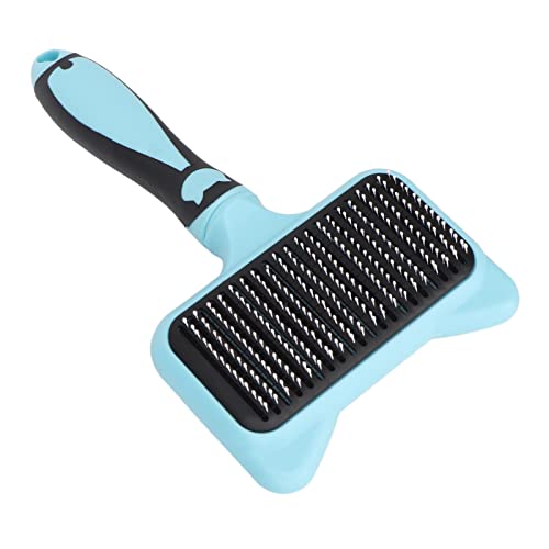 Qcwwy Selbstreinigende Katzenpflegebürste, 140 Grad Gebogene Zahnbürste mit Massagefunktion Zum Haarausfall Entfernen Sie Lose Haare für Lang- oder Kurzhaarhunde, Katzen, Kaninchen (Blau)