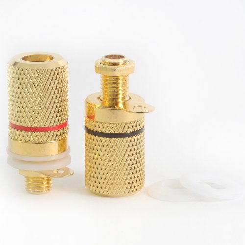 4 Gold Plated 4mm Speaker Binding Post Terminal Socket Connectors with Solder Cable Connection BINPOS01