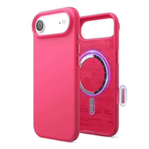 Image of elago for iPhone Air Case, Premium Magnetic Silicone Case, Compatible with MagSafe, Liquid Silicone Material, Protective Cover, Shockproof, Slim Phone, 6.5 inch (Ice Red)