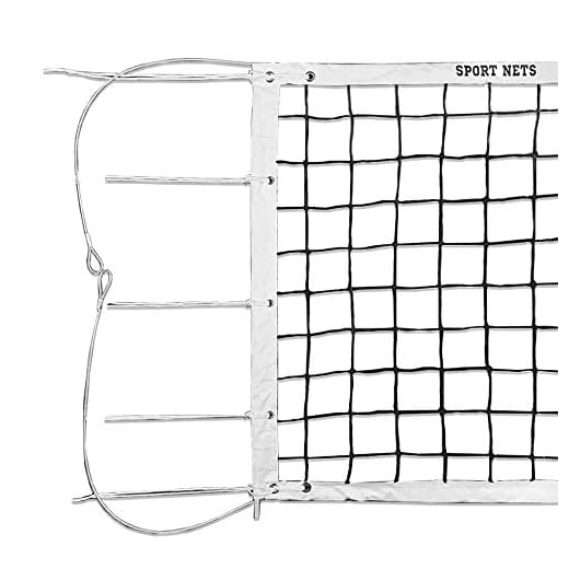 Hit Run Steal Volleyball Net - Official Replacement Tournament Net. Comes Knotted Net 32' x 39 Inches, 2 Fibber Glass End Rods, Heavy Duty Metal Tension Cables and 5 Rope Tie Downs On Each Side.