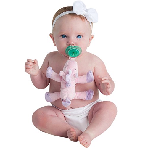 Image of Nookums Paci-Plushies Shakies - Pacifier Holder with Built in Rattle (2 in 1)- Adapts to Name Brand Pacifiers, Suitable for All Ages, Plush Toy Includes Detachable Pacifier (Unicorn)