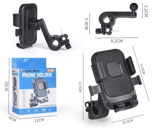 Image of Cell Phone Stand Flexible Mobile Clip Mount Quickly Lock Bike Phone Holder Bicycle Motorcycle (Handlebar Black)