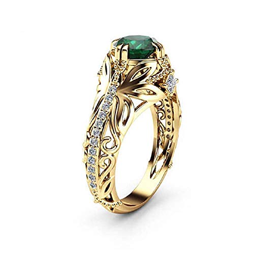 Lzz 14k Gold Jade Diamond Ring, Cubic Zirconia Aura, Emerald Cut, Wedding Ring, Size 6-10 (US Code 8)3