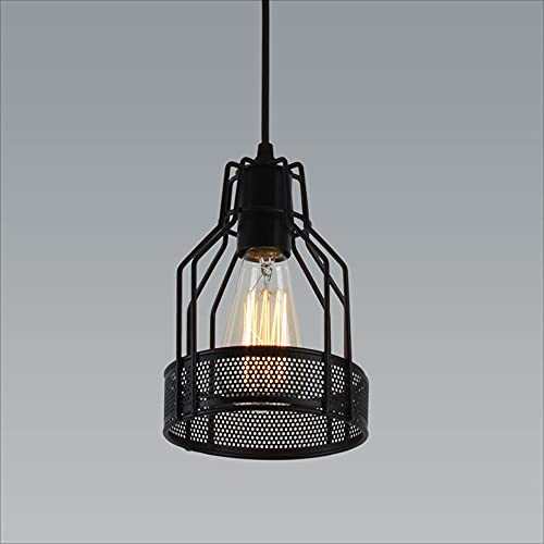 Lámpara colgante de metal hueco E27 iluminación negra para salón y cocina Times