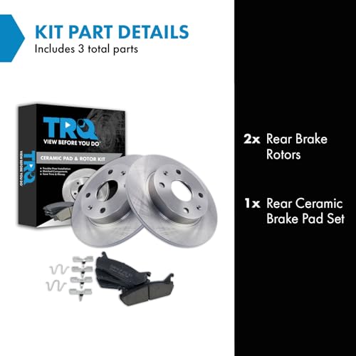 Image of TRQ Rear Brake Pad and Rotor Set Ceramic Compatible with 1990-1993 Mazda Miata
