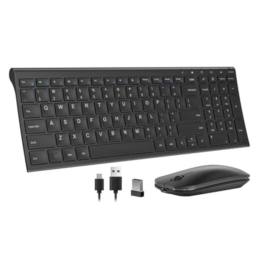 Seenda Ultra Slim Low Profile Wireless Keyboard and Mouse Combo with Number Pad for Windows Devices, Black