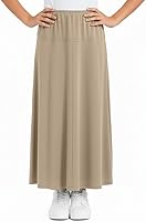 BABY O Girls Stretch Slinky Knit A-Line Ankle Maxi Skirt - Comfortable Elastic Waist for Ages 4-18, Made in USA