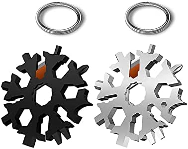 HUOFSE 35 in 1 Snowflake Wrench Multi Tool, Steel Snowflake Flat Phillips Screwdriver Kit/Wrench/Great Multi-Tool gift, Portable to Take(Silver and Black)
