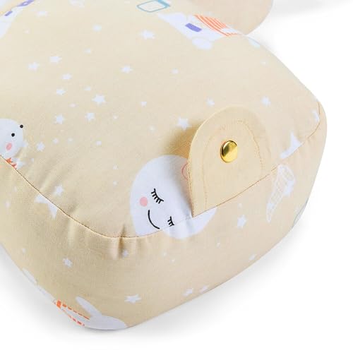 Image of haus & kinder 100% Cotton Poplin Adjustable Pillow Cum Seat for 6 to 9 Months, Head Protector for Safety, Multi Color, Size H 31cm W 21cm, Serene Dreamscape, 1Pc