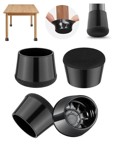 24-Pack Silicone Chair Leg Floor Protectors for Hardwood Floors -Felt Furniture Pads, Rubber Chair Leg Covers/Caps - No Noise & Scratch-Proof - Round Large (Fits 1 5/16"-1 7/16" / 32-36mm), Black