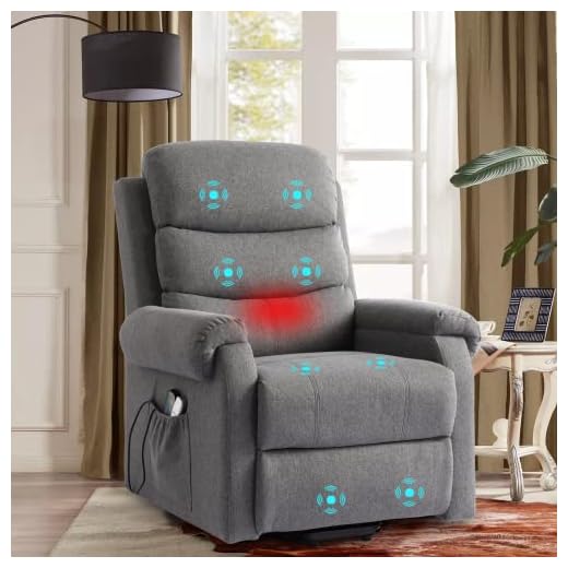 OBBOLLY Recliner Chairs Electric Ergonomic for Elderly, Power Recliner Chair with Massage and Heat, Modern Comfortable Electric Lift Chairs with USB Ports, 2 Side Pockets for Living Room, Gray