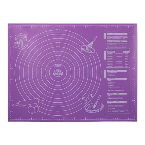 Juego de alfombrilla de silicona para hornear y rodillo, tabla de amasar antiadherente con guía de medición para pasteles, galletas, pasta, pizza