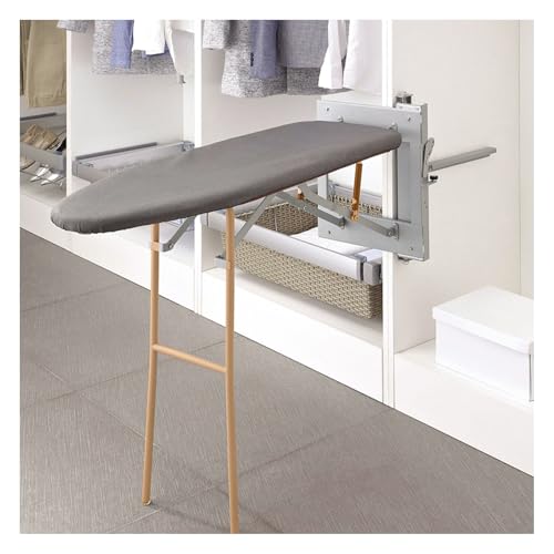 GCGC Wall Mounted Ironing Board,Lifting Foldable Ironing Board, Hidden Side Mount Ironing Board Space Saving with Support Rod,for Wardrobe Home Cloakroom Apartment