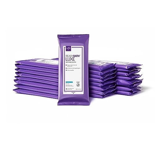 Image of Medline ReadyBath LUXE Extra Thick Adult Bath Wipes, 192 Wipes (8 Wipes, 24 Packs), Unscented, No Rinse Formula with Aloe, Shower Wipes for Sensitive Skin, Hypoallergenic Body Wash Wipes, 8 x 8 Inch