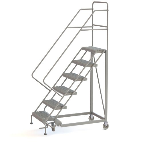 Tri-Arc UKDEC106242 U-Design Configurable 6-Step Forward Descent Incline Rolling Ladder with 24