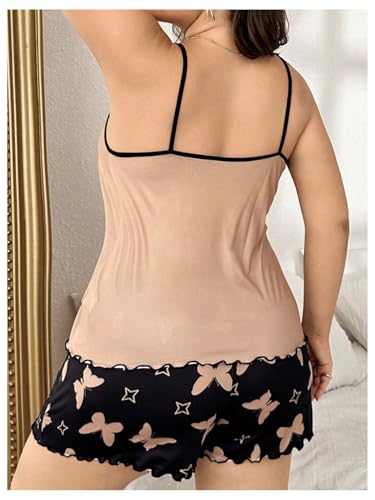 SOLY HUX Women's Plus Size Pajama Set Butterfly Heart Print Loungewear Cami Top and Shorts Sleepwear2