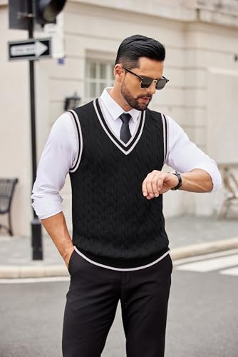 COOFANDY Sweater Vest for Men Regular Fit V Neck Sleeveless Knitted Pullovers Sweater4