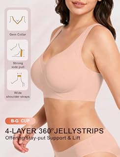Soft Intention Jelly Wireless Bra Seamless Push Up Full Coverage Supportive Everyday Sport T-Shirt Bra Regular & Plus Size Nude