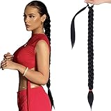 Kachanaa Long Braided Ponytail Extension for Women Straight Wrap Around Hair Extensions Natural Soft Synthetic Hair Piece with Hair Tie 30 Inch