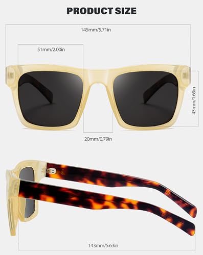 Image of Joopin Acetate Square Sunglasses Men Polarized UV400 Protection Trendy Oversized Sun Glasses Retro Shades Women