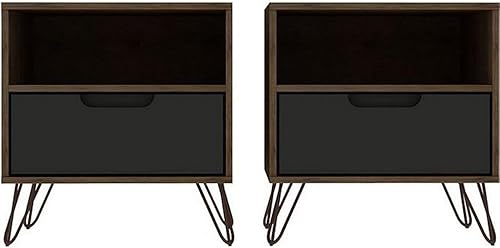 Miniatura 19 de Manhattan Comfort Rockefeller - Mesita de noche con cajones, mesa de noche moderna de mediados de siglo, organizador de almacenamiento y exhibición,