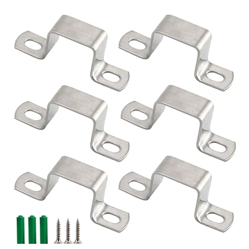(6 piezas) M50 x 100 mm Soporte de tubo cuadrado de acero inoxidable 304 en forma de U, soporte de metal para colgar tuberías, abrazadera de manguera con tornillos