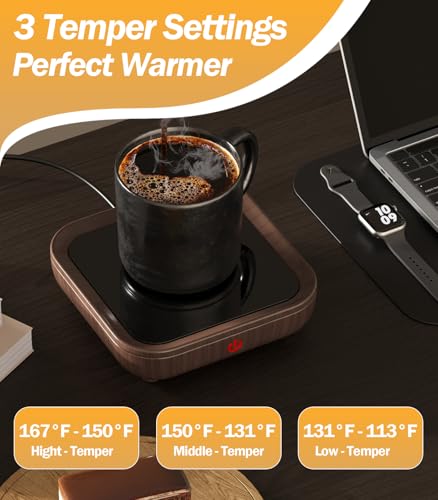 Image of Kepwam Coffee Mug Warmer Smart Cup Warmer - Excellent Heating & Highest Temp Setting & Light Indicator, Coffee Warmer for Desk Auto Shut Off, Candle Warmer Plate for Beverage, Gifts for Women Men Mom