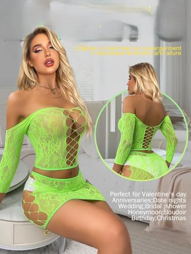 Image of GirlFriend Lingerie for Women Lovely Deep V Neck Teddy Babydoll Mesh Nightwear for Women Mesh Badydoll Fishnets Dresses See Through Lingerie Chemise Outfits One Piece