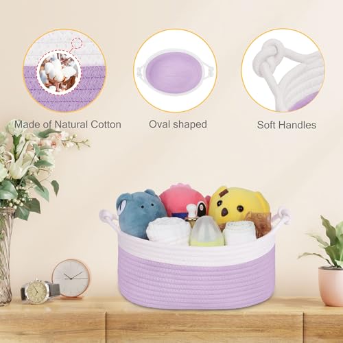Image of Small Empty Gift Basket with Bag & Ribbons, White & Purple