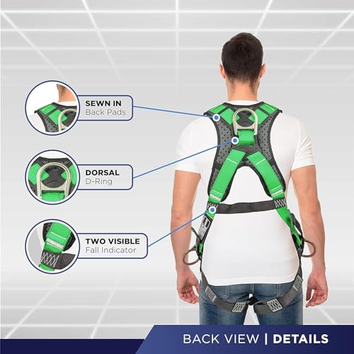 Image of Palmer Safety Full Body Harness with 5 Point Adjustment, Dorsal D-ring, Grommet Legs, Two Side D Rings, and Fall Indicators