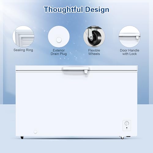 Image of 18.0 Cu.Ft Deep Freezer, Large Chest Freezer for Families with Removable Basket& 8 Adjustable Thermostat, Energy Saving Freezer Front Drain Free Standing Top Open Door for Home, Kitchen, White