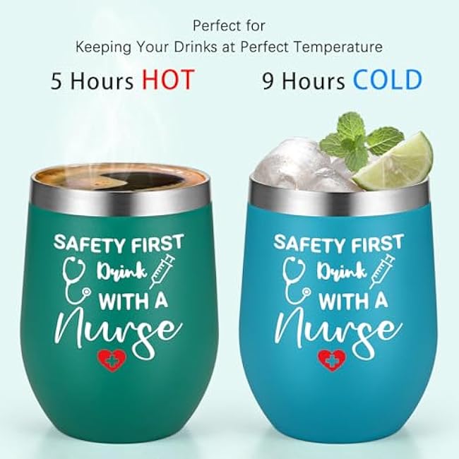 Lifecapido 24 Pcs Nurses Week Gifts Bulk 2025 for Women Men, Nurse Graduation Gift Nurse Practitioner Gift, Appreciation Gifts 6 Nurse Stainless Steel Wine Tumbler