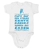  Artdiktat Baby Jungen Organic Bodysuit - Strampler - Pups auf Den Storch - Echte Babies Kommen Aus Essen 76/86, Weiß