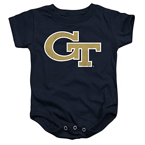 Georgia Tech Official Distressed Primary Unisex Infant Snap Suit for Baby,Navy, 6 Months