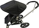 Black Sun Shade Canopy with Wires and Under Seat Storage Basket Plus Free Handle Bar Covers for Bugaboo Cameleon 1, 2, 3, & Frog Baby Child Strollers