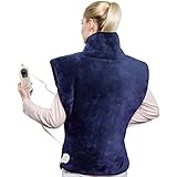 HANGSUN Heizkissen für Rücken Schulter Nacken, 90×60cm Wärmekissen mit Abschaltautomatik, Wärmecape Elektrisch mit 6 Temperaturstufen, Weiche Mikrofaser, Abnehmbare Steuereinheit