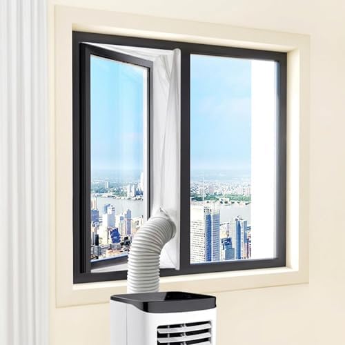 Portable AC Window Seal 400CM (157"), 4-Zipper AC Window Vent Kit for Inward & Outward Opening Windows, Fits Single- or Dual-Hose Portable Air Conditioners