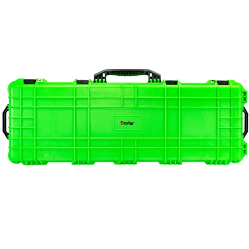 Eylar Protective Roller Rifle Hard Case With Foam, Waterproof & Crushproof, Two Rifles Or Multiple Guns, Pressure Valve With Lockable Fittings Neon Green (38") #TOP1