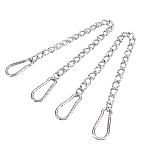 HUSHUI Cadena para Silla Colgante, 2 Piezas de Cadena de Columpio de Acero Inoxidable de 64,5 Cm con 2 Ganchos de Resorte, para Sillas de Hamaca, Columpios de Porche, Sacos de Boxeo,