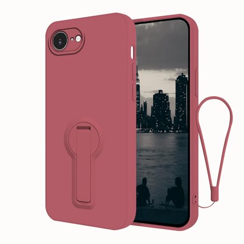 Coque iPhone 17e antichoc silicone rouge à béquille intégrée