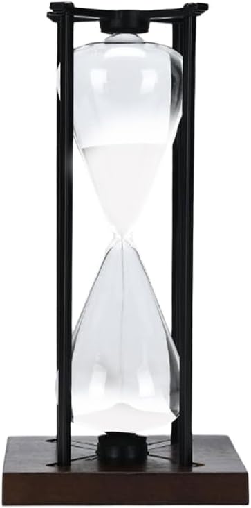 Large Iron Timer Effective 30/60Minute Sand Timer in Wood Base for Meditations and Concentration