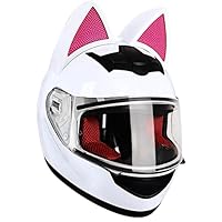 Motorhelmen met kattenoren, geïntegreerde opklapbare vizieren voor heren en dames, straatfietshelm, off-road integraalhelm, DOT/ECE-goedgekeurd 22,L