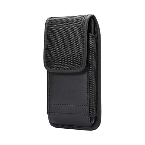 Cell Phone Belt Clip Bag Mens, Cell Phone Waist Bag Black, Large Capacity Cellphone Waist Pouch Wallet Carrying Case Pocket Handbag Purse Holster Belt Clip Holster with Card Slot Belt Clip Carabiner Cover