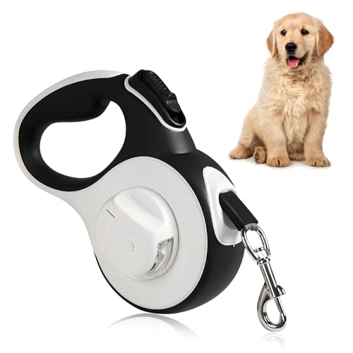 Colexy Guinzaglio Retrattile per Cani, Guinzaglio per Cane 3m con Luce LED, Impugnatura Antiscivolo e Pulsante di Freno Rapido, per Cani e Gatti Media e Piccola Fino a 15kg Passeggiate Notturne