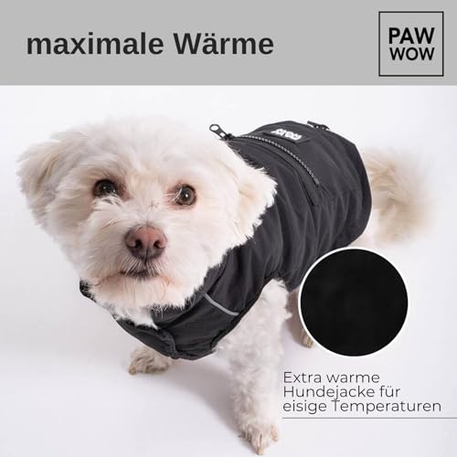 PAW WOW Toni Hundejacke | Winter Hundemantel mit Bauchschutz | Hundeweste für große & kleine Hunde (Schwarz, XXL)