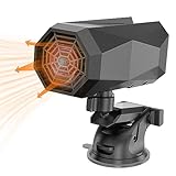 Shangyoyi 12V 150W Max Heater For Vehicle, 360 Degree Rotatable With Suction Holder, 2 In1 Fast Car Heater Plug In Automobile Cigarette Lighter, Portable Windshield Defogger And Defroster For Cars