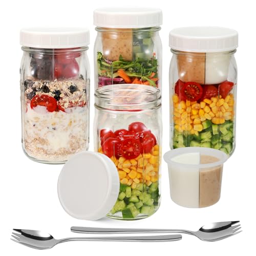 4 Pack Salad Mason Jars 32 oz